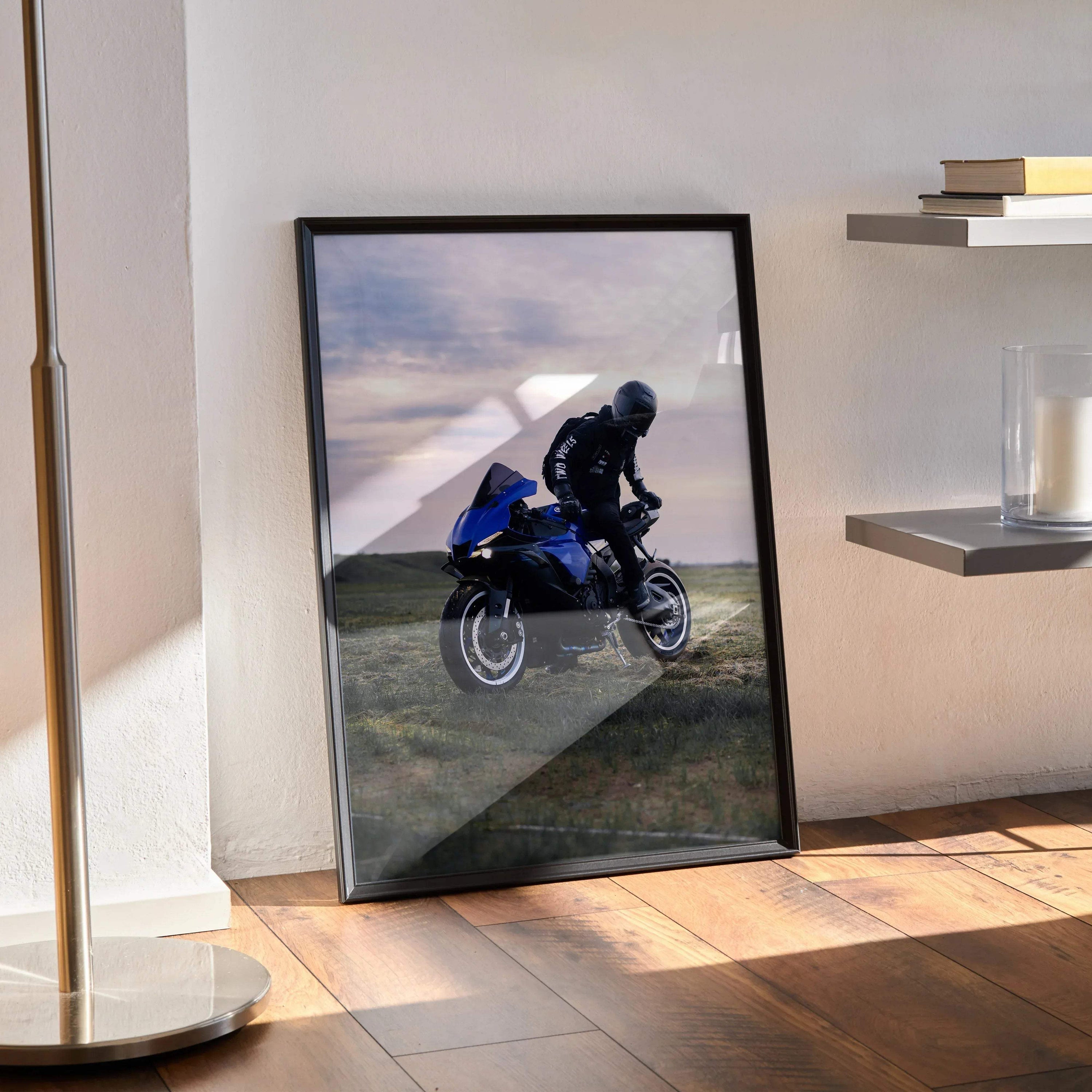 Biker Poster #031 - Male | Bell Race Star DLX Flex Helmet | Yamaha R1 Motorcycle - Throttle Designs