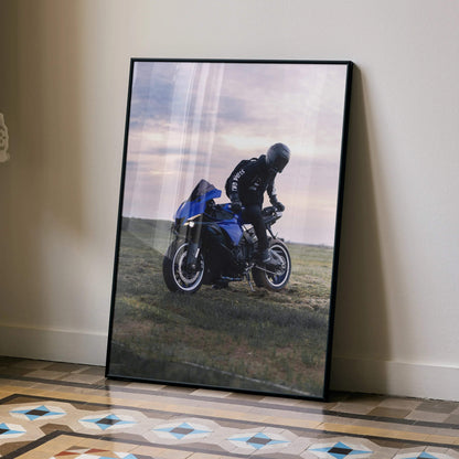 Biker Poster #031 - Male | Bell Race Star DLX Flex Helmet | Yamaha R1 Motorcycle - Throttle Designs