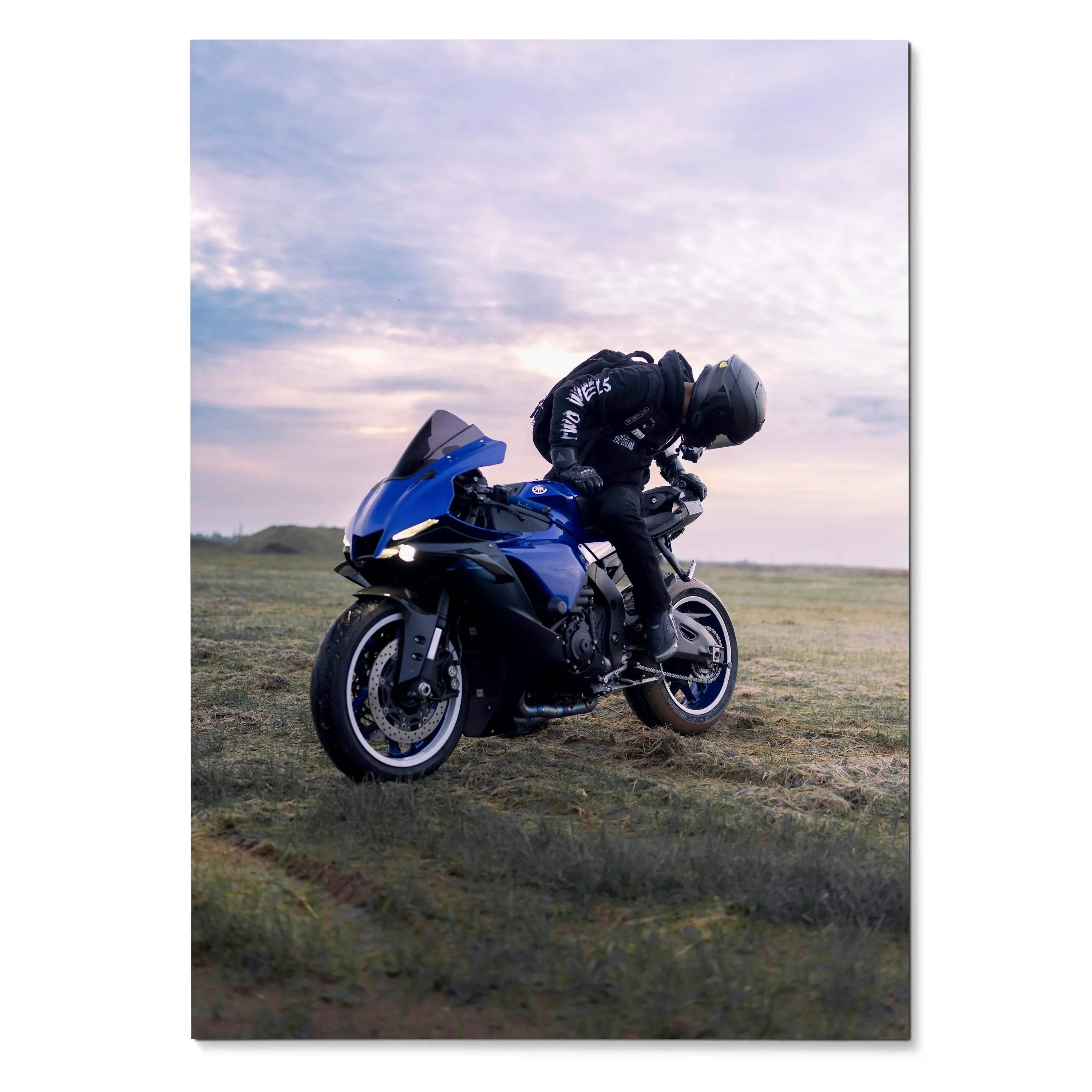 Biker Poster #032 - Male | Bell Race Star DLX Flex Helmet | Yamaha R1 Motorcycle - Throttle Designs
