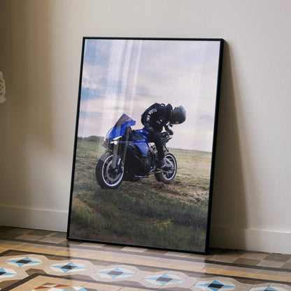 Biker Poster #032 - Male | Bell Race Star DLX Flex Helmet | Yamaha R1 Motorcycle - Throttle Designs
