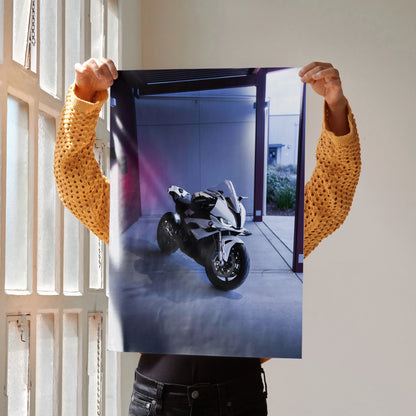 BMW S1000RR motorcycle poster with sleek design on premium wall art print.