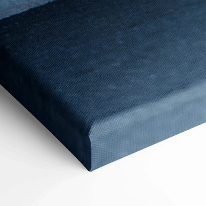 Dark blue textured canvas wrap corner of vertical wall art canvas print.