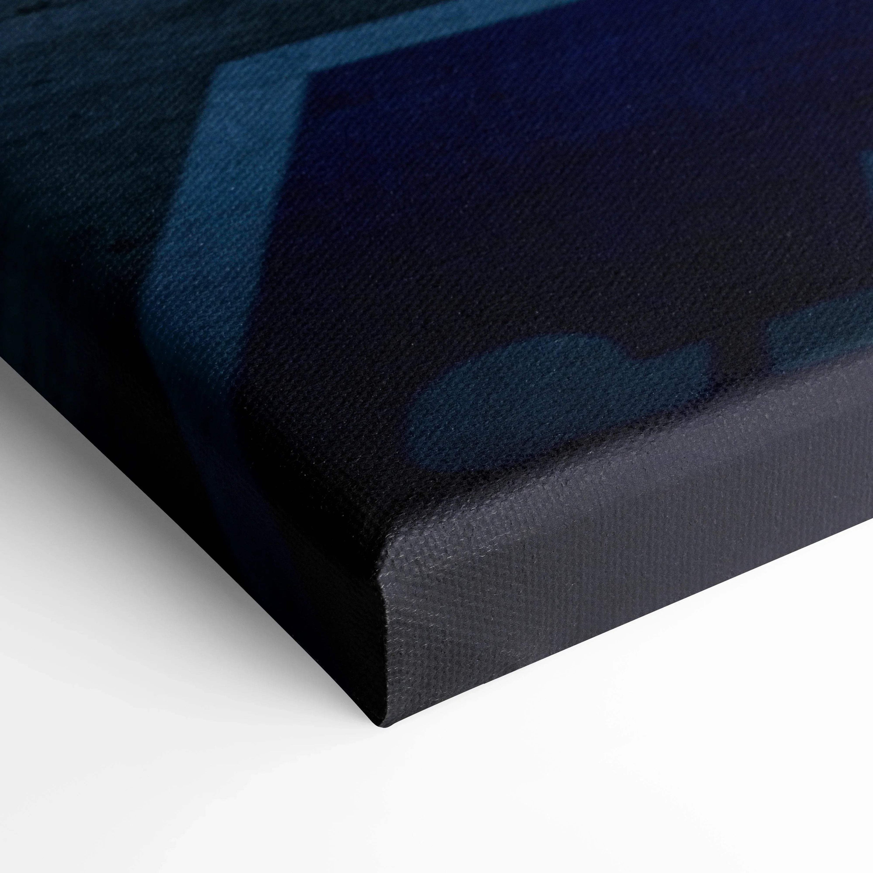 Close-up of Nissan GTR R34 Skyline canvas art edge with textured black frame wall art.