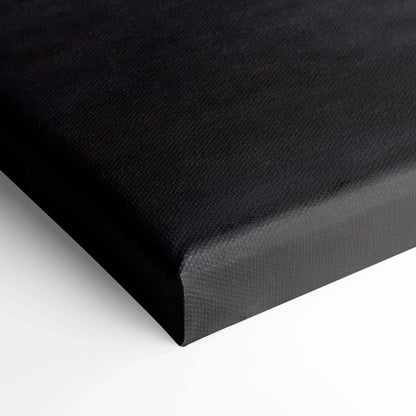 Black wrapped canvas corner showcasing museum-quality texture for wall art and canvas art display.