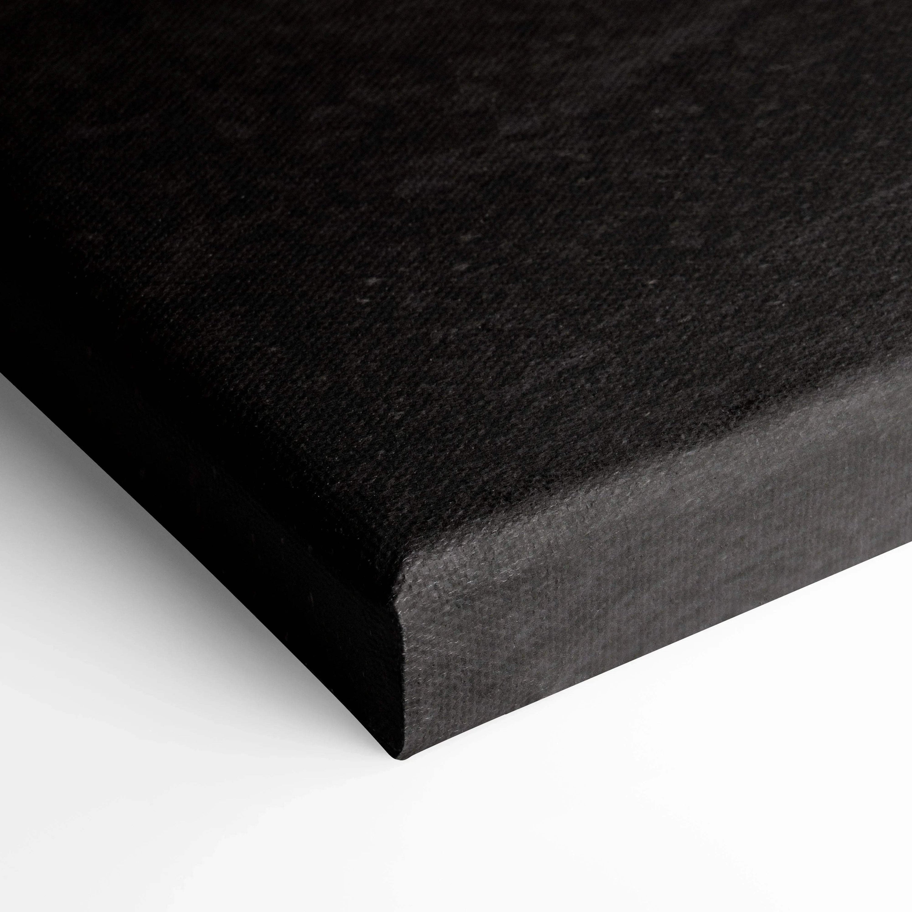 Close-up of black textured canvas edge for wall art canvas print.