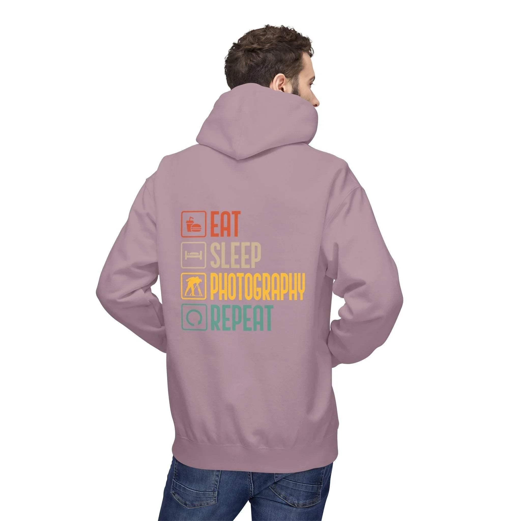 Cozy Photography Lover's Fleece Hoodie: "Eat, Sleep, Capture, Repeat"