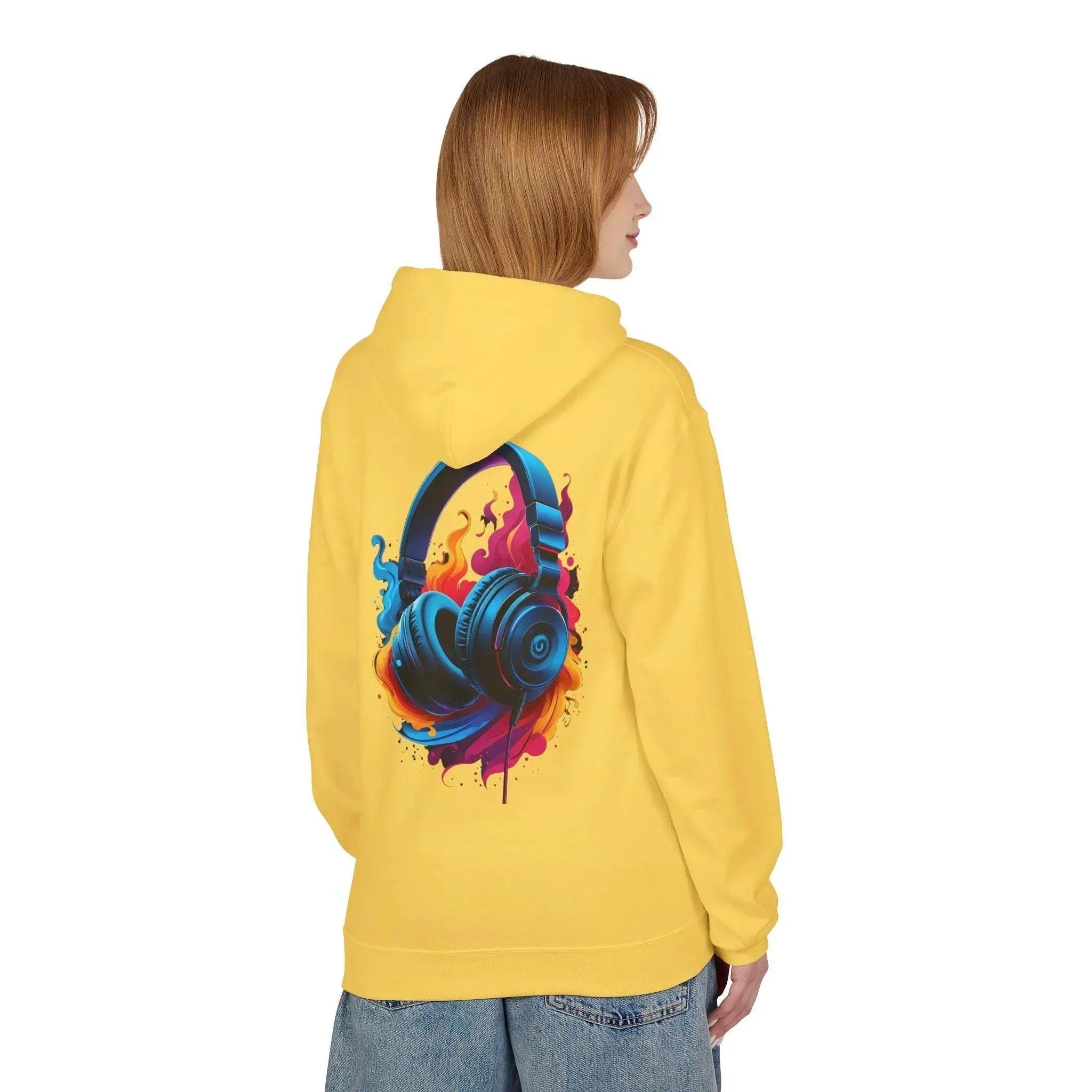 Artistic Vibes Fleece Hoodie with Headphone Design - Ultimate Comfort & Style