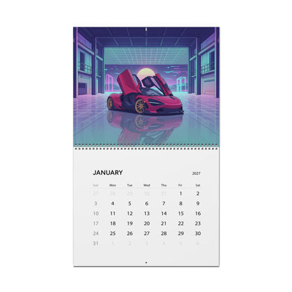 2027 Supercar Vaporwave Art Calendar – Luxury Exotic Cars & Retro Futuristic Neon Artwork
