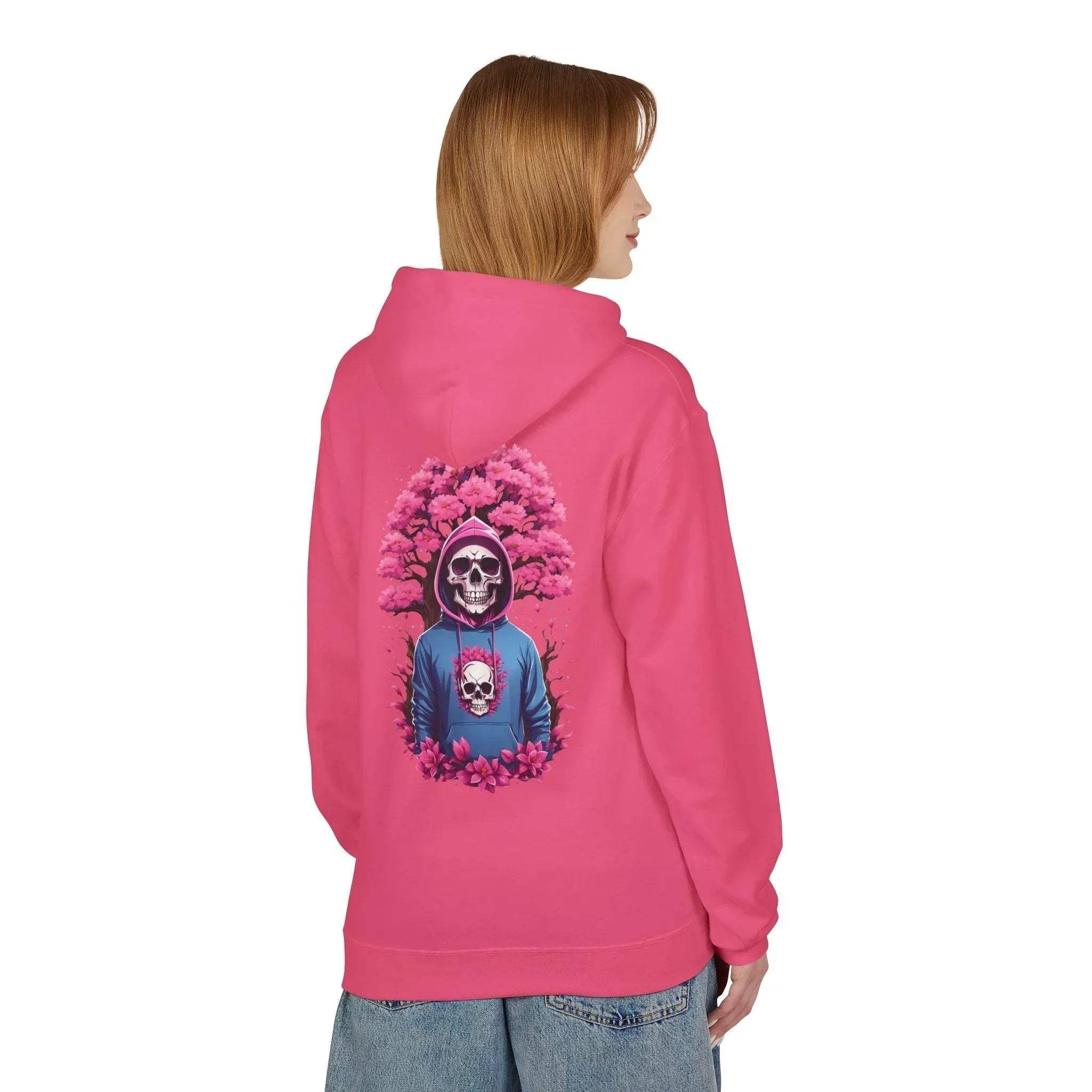 Cozy Chic Skull & Pink Floral Fleece Hoodie