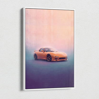 Mazda FD RX-7 Inspired Car Wall Art, Drift Racing Canvas Print for Office Decor