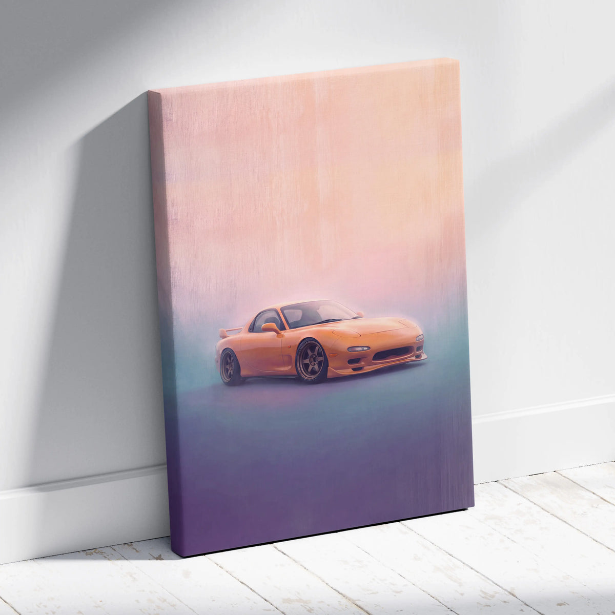 Mazda FD RX-7 Inspired Car Wall Art, Drift Racing Canvas Print for Office Decor