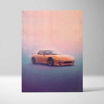 Mazda FD RX-7 Inspired Car Wall Art, Drift Racing Canvas Print for Office Decor