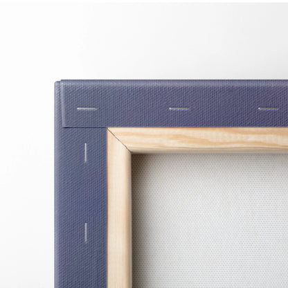 Navy blue canvas frame with light wood border featuring Lamborghini Fenomeno inspired premium automotive art