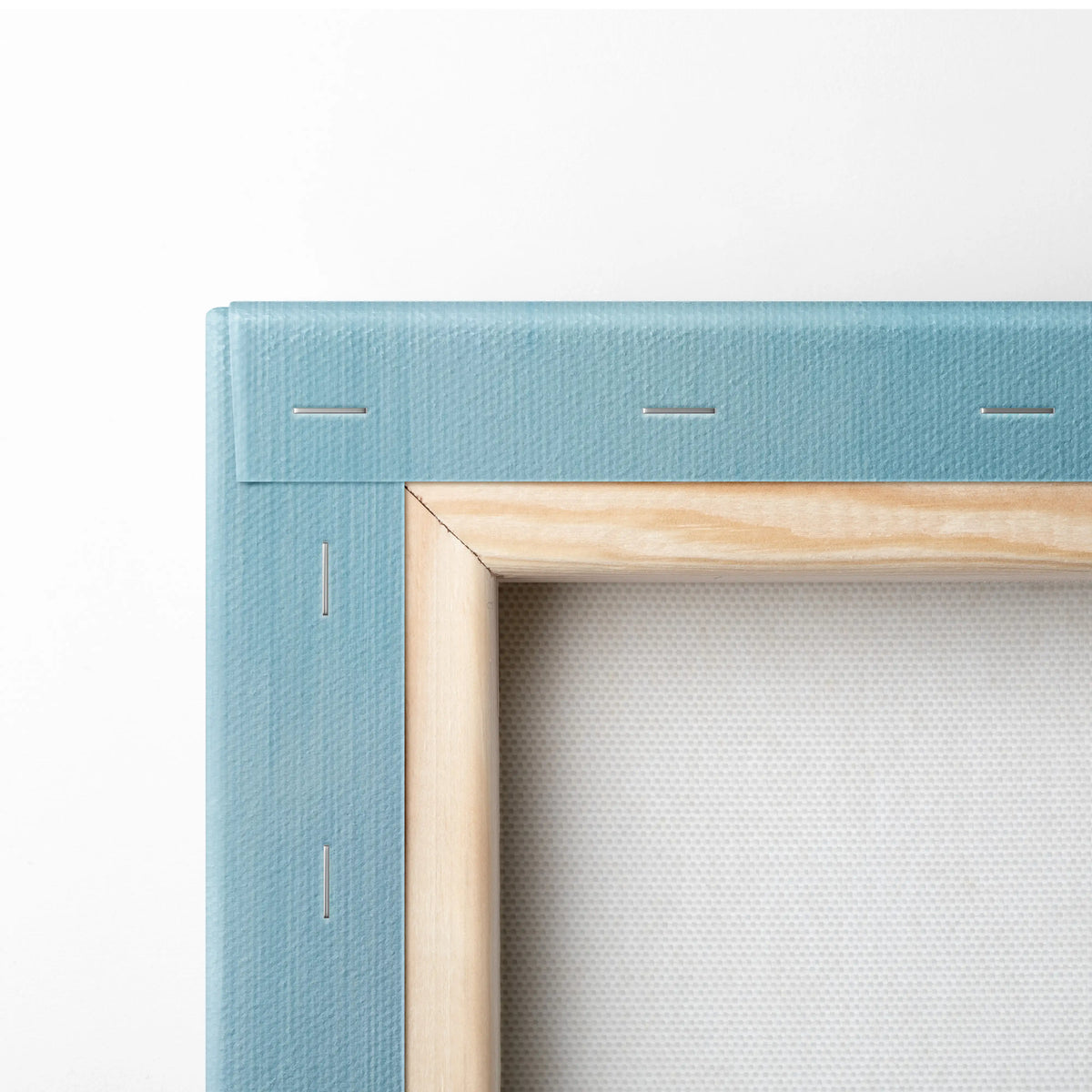 Light blue canvas frame with natural wood border for ferrari 812 competizione inspired supercar wall art print