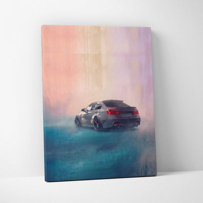 BMW M3 Inspired Car Wall Art, Modern Automotive Canvas Painting