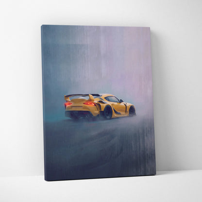 Toyota GR Supra Inspired Automotive Wall Art, Widebody Sports Car Canvas Print for Living Room