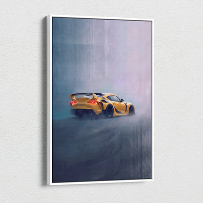 Toyota GR Supra Inspired Automotive Wall Art, Widebody Sports Car Canvas Print for Living Room