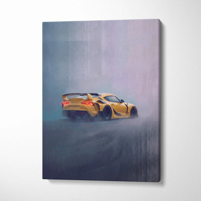Toyota GR Supra Inspired Automotive Wall Art, Widebody Sports Car Canvas Print for Living Room