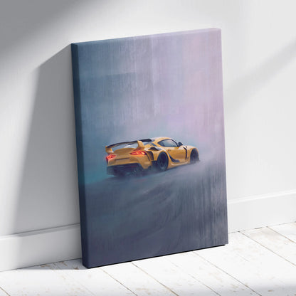 Toyota GR Supra Inspired Automotive Wall Art, Widebody Sports Car Canvas Print for Living Room