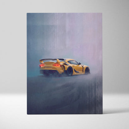 Toyota GR Supra Inspired Automotive Wall Art, Widebody Sports Car Canvas Print for Living Room