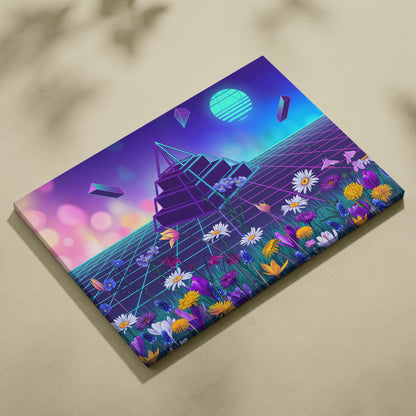 Neon Prism Vaporwave Canvas - Vaporwave Neon Blues Pinks Living Room Dreamy Retro Futurism Synthwave Canvas