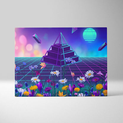 Neon Prism Vaporwave Canvas - Vaporwave Neon Blues Pinks Living Room Dreamy Retro Futurism Synthwave Canvas