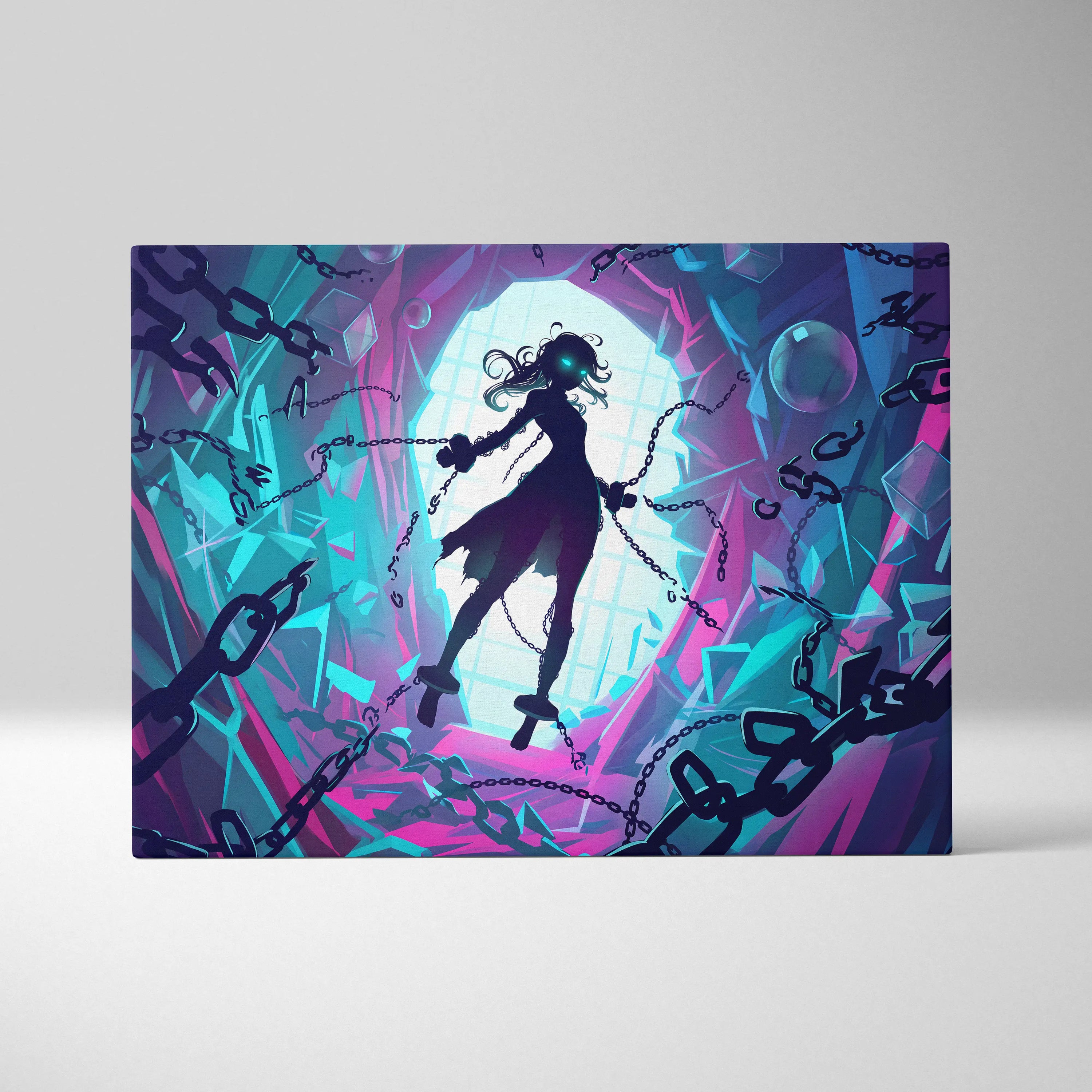 Vaporwave Neon Fantasy Canvas - Vaporwave Neon Blues Pink Purple Living Room Decor Moody Surreal Gallery Art Canvas