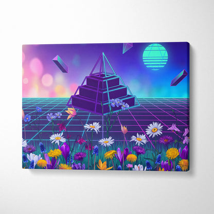 Neon Prism Vaporwave Canvas - Vaporwave Neon Blues Pinks Living Room Dreamy Retro Futurism Synthwave Canvas