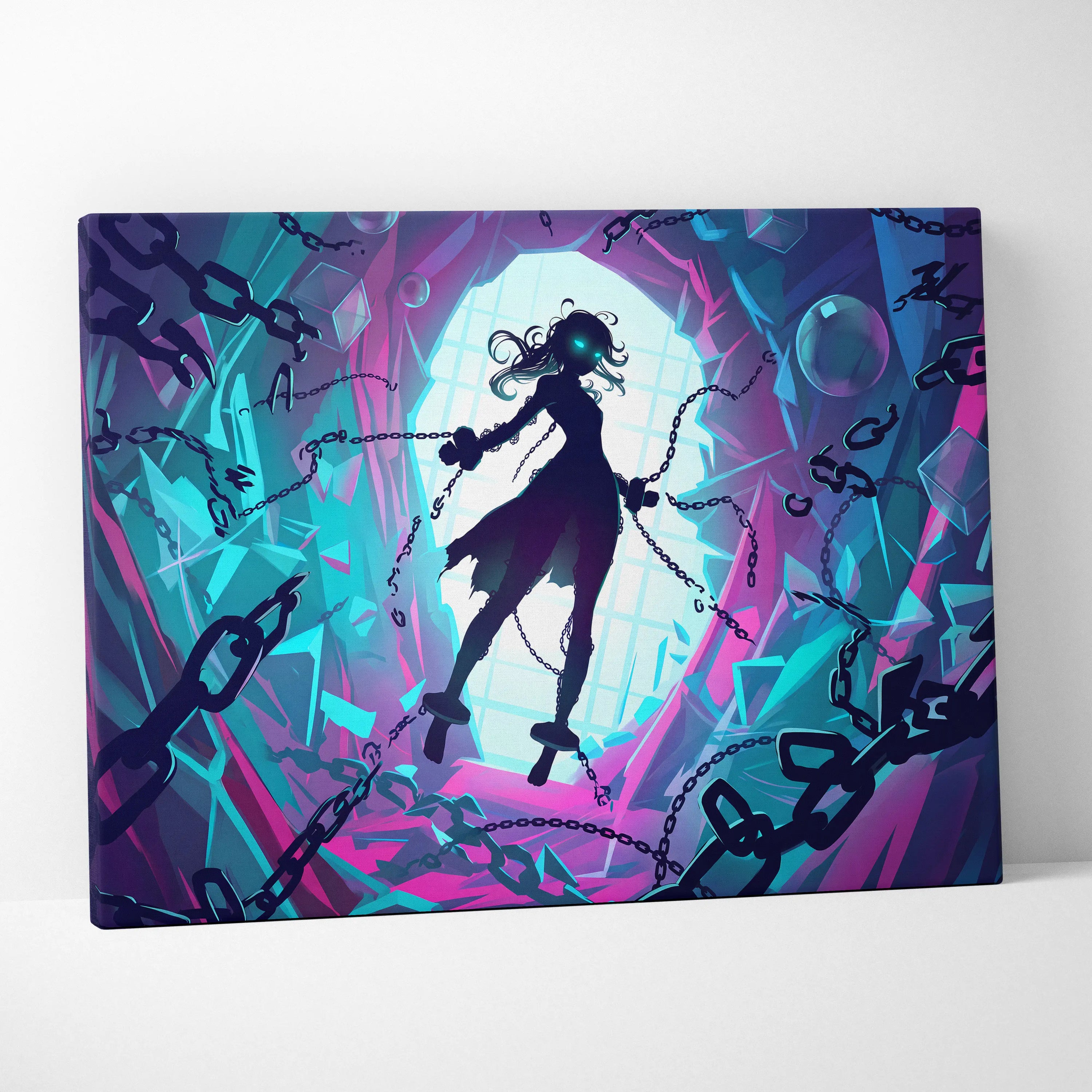 Vaporwave Neon Fantasy Canvas - Vaporwave Neon Blues Pink Purple Living Room Decor Moody Surreal Gallery Art Canvas