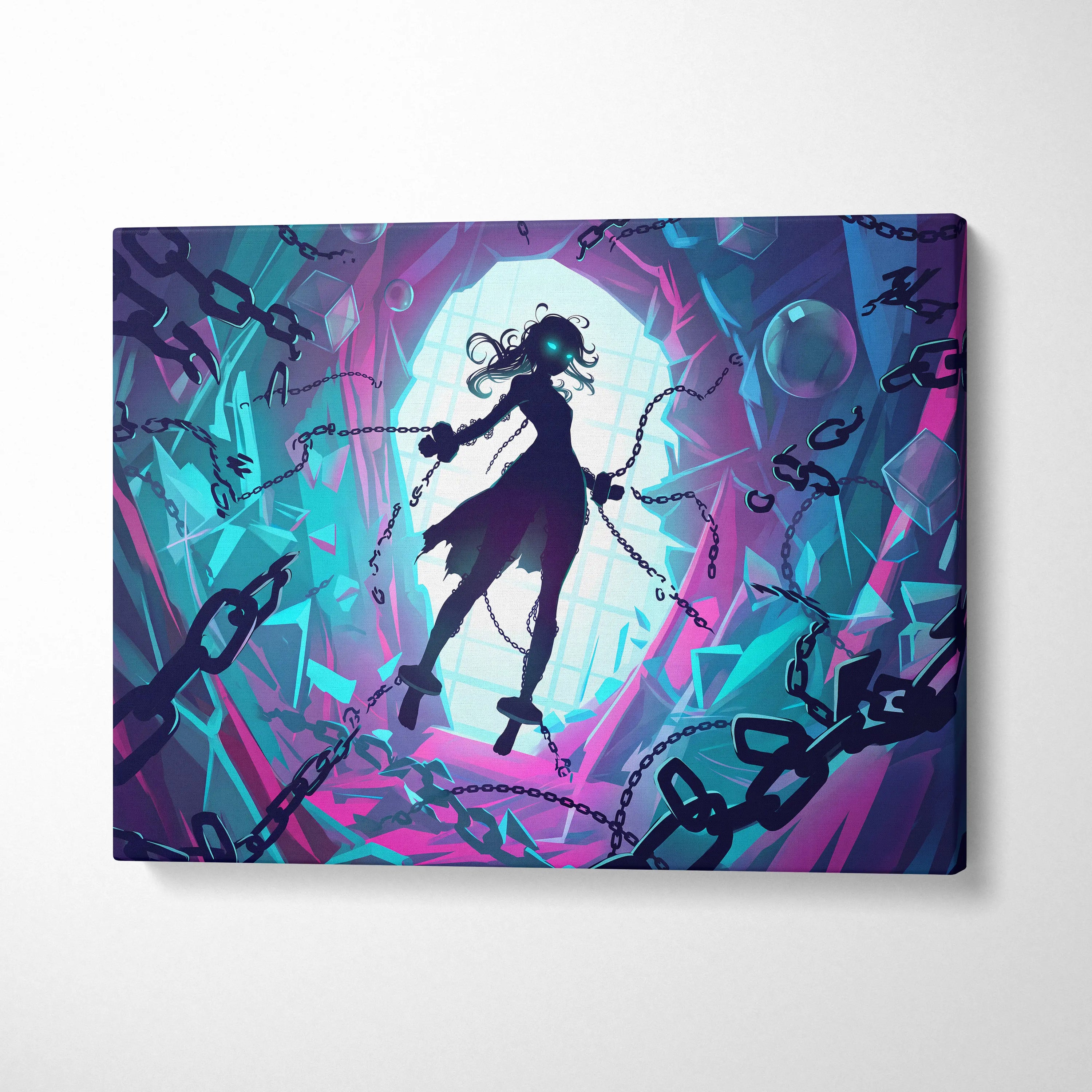 Vaporwave Neon Fantasy Canvas - Vaporwave Neon Blues Pink Purple Living Room Decor Moody Surreal Gallery Art Canvas