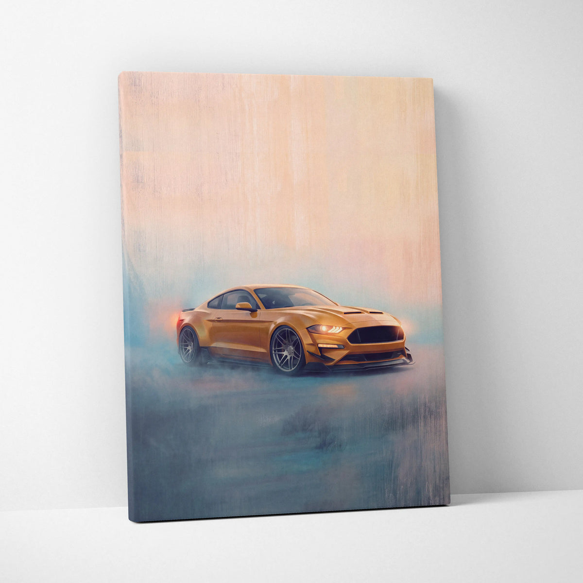 Ford Mustang Inspired Automotive Wall Art, Modern Sports Car Canvas Print for Garage Decor