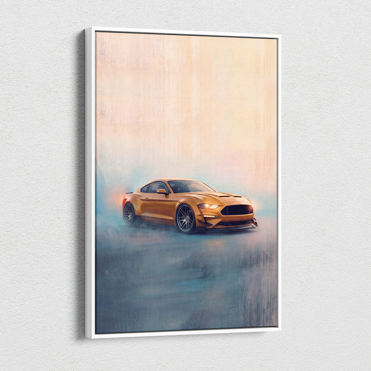 Ford Mustang Inspired Automotive Wall Art, Modern Sports Car Canvas Print for Garage Decor