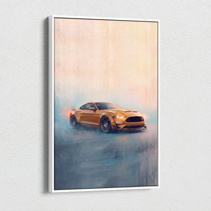 Ford Mustang Inspired Automotive Wall Art, Modern Sports Car Canvas Print for Garage Decor