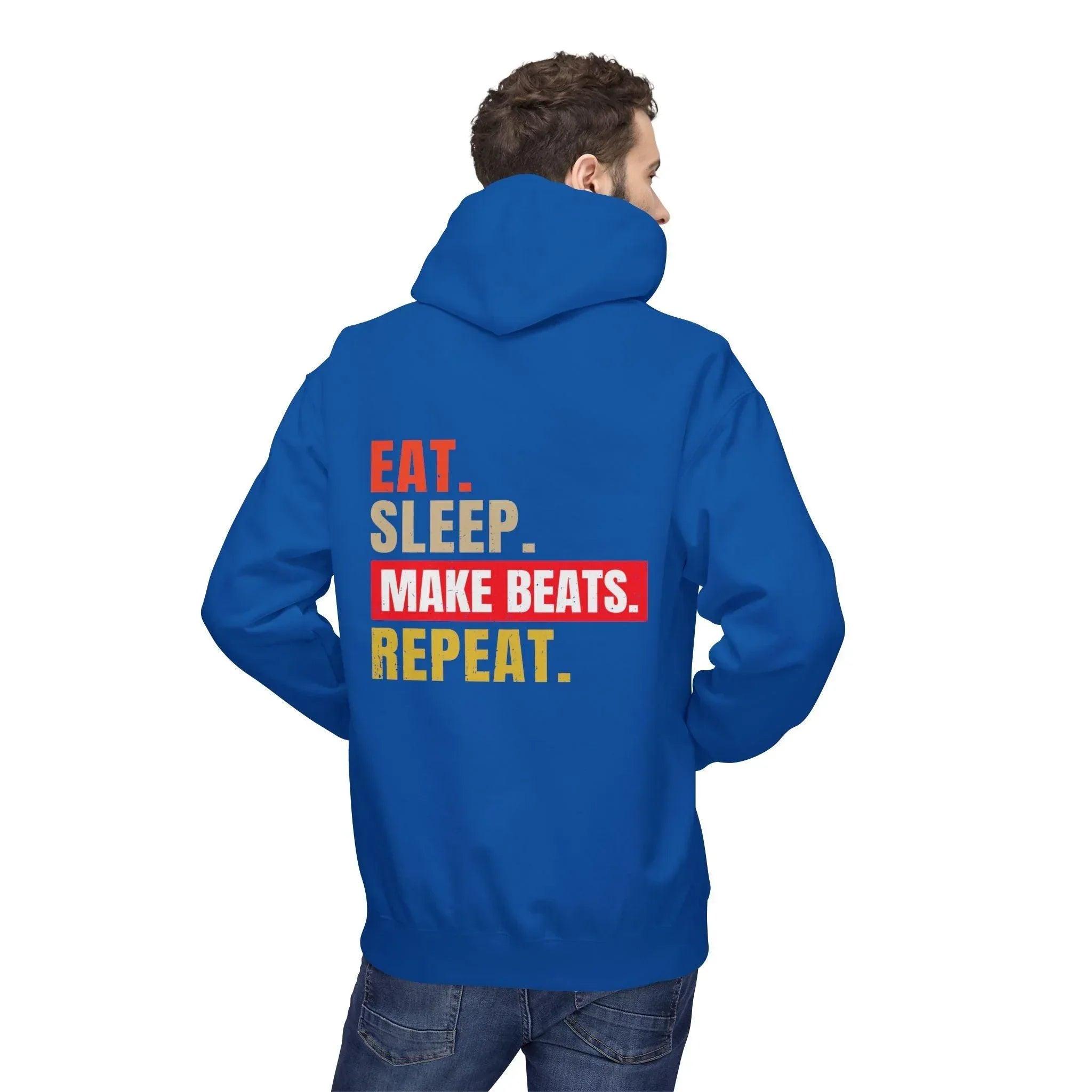Cozy Music Producer Hoodie: 'Eat. Sleep. Make Beats. Repeat' Fleece Design