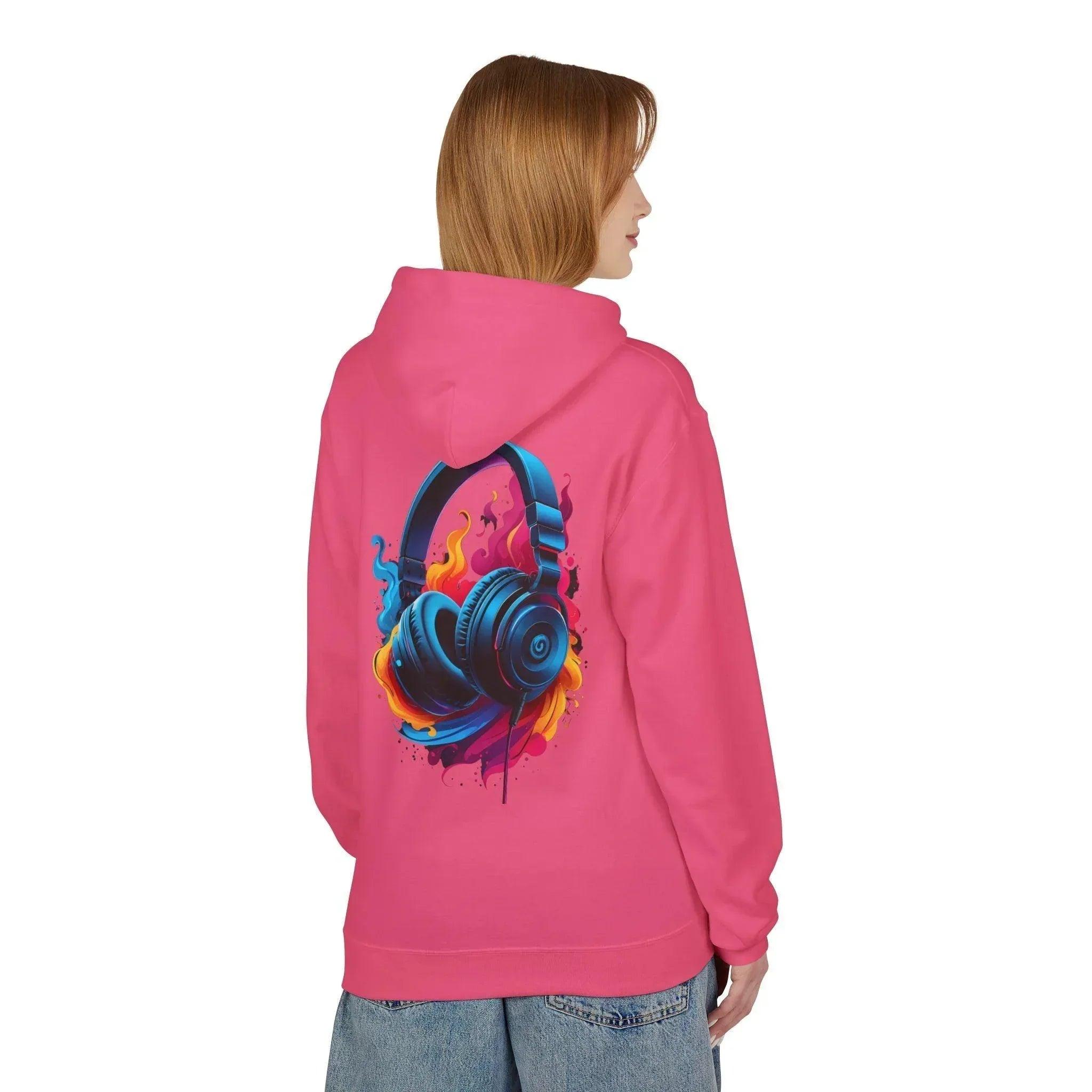 Artistic Vibes Fleece Hoodie with Headphone Design - Ultimate Comfort & Style