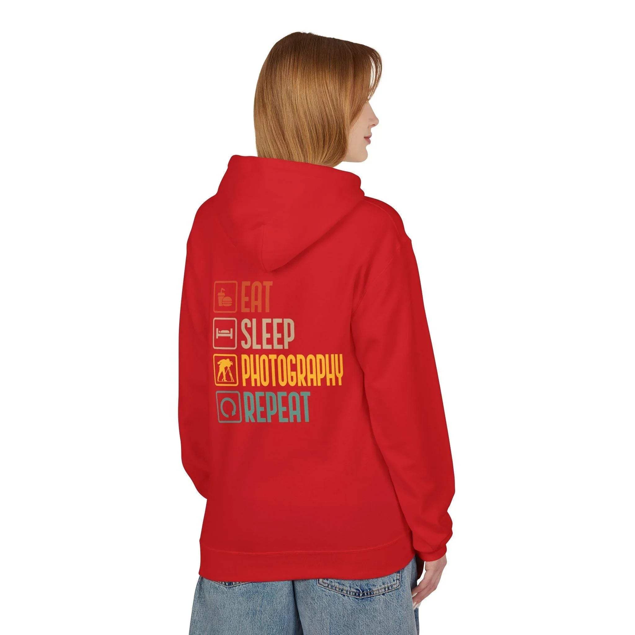 Cozy Photography Lover's Fleece Hoodie: "Eat, Sleep, Capture, Repeat"