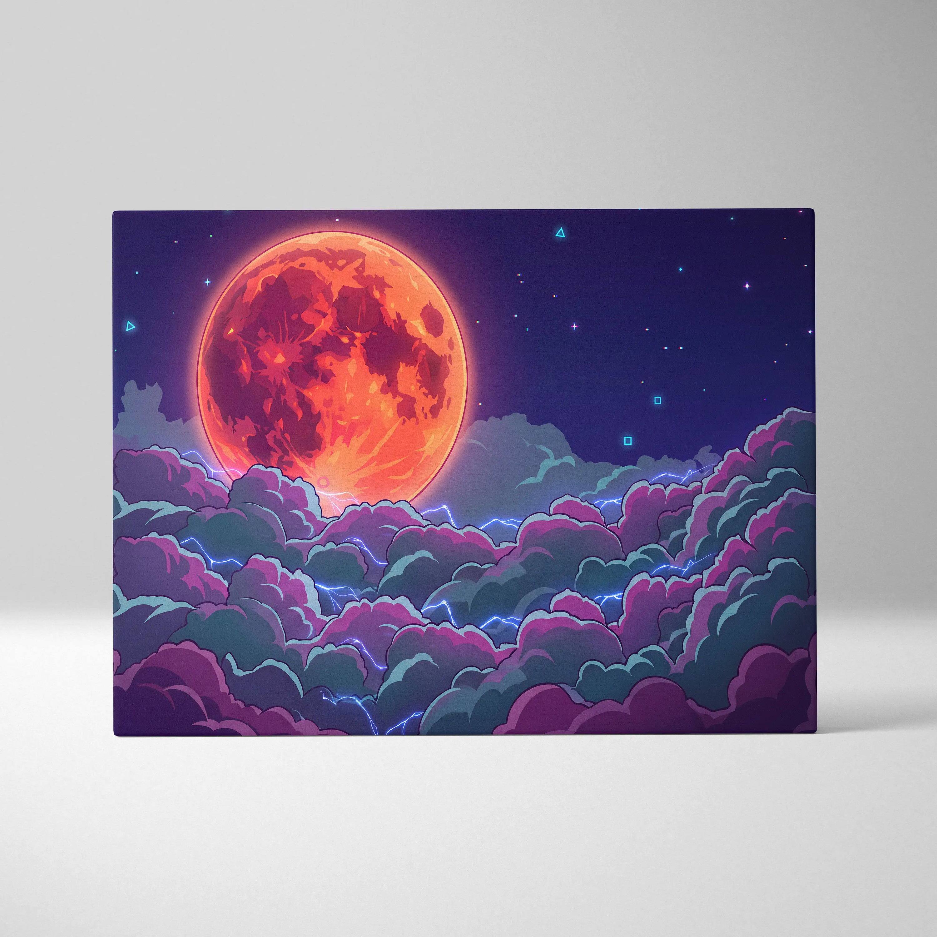 Neon Planet Vaporwave Canvas - Planet Orange Purple Living Room Vaporwave Dreamy Neon Retro-Futurist Neon City Canvas