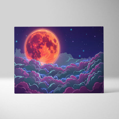 Neon Planet Vaporwave Canvas - Planet Orange Purple Living Room Vaporwave Dreamy Neon Retro-Futurist Neon City Canvas
