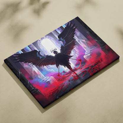 Neon Winged Vaporwave Canvas - Winged Neon Pink Blue Living Room Vaporwave Mystical Mood Retro Futurism Canvas