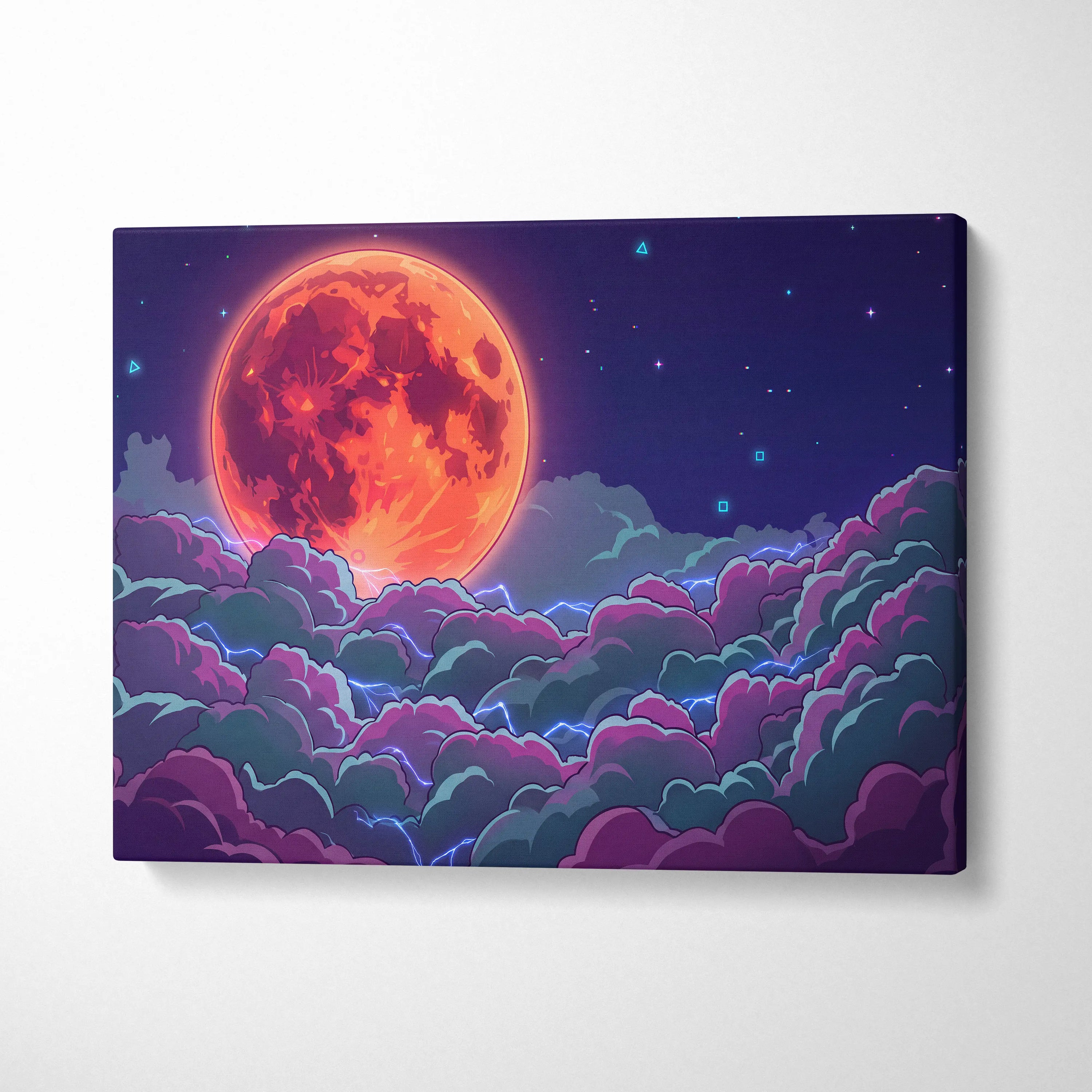 Neon Planet Vaporwave Canvas - Planet Orange Purple Living Room Vaporwave Dreamy Neon Retro-Futurist Neon City Canvas