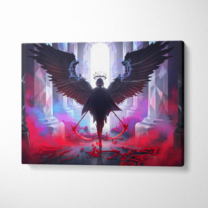 Neon Winged Vaporwave Canvas - Winged Neon Pink Blue Living Room Vaporwave Mystical Mood Retro Futurism Canvas