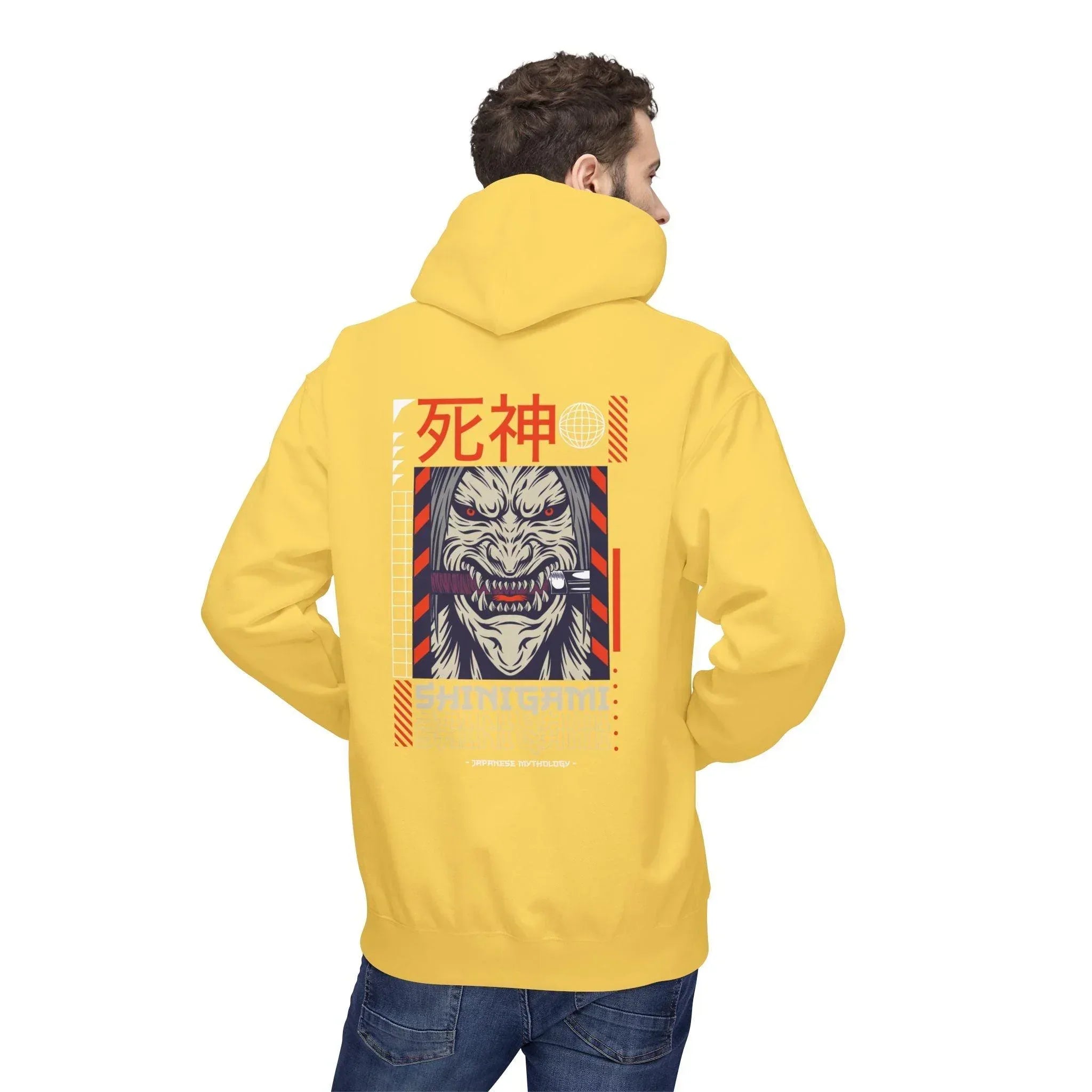 Shinigami-Inspired Japanese Streetwear Fleece Hoodie - Comfort Meets Cultural Style