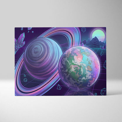 Neon Vaporwave Canvas Odyssey - Vaporwave Neon Sunset Canvas Living Room Retro Dreamy Mood Modern Decor Canvas Art