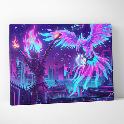 Vaporwave Crown Neon Canvas - Vaporwave Neon Canvas Wall Decor Retro Futurism Dreamy Surreal Atmosphere Synthwave Canvas