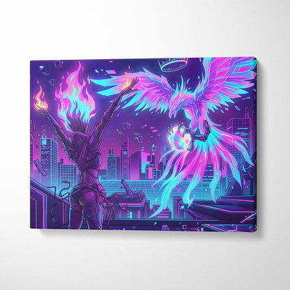 Vaporwave Crown Neon Canvas - Vaporwave Neon Canvas Wall Decor Retro Futurism Dreamy Surreal Atmosphere Synthwave Canvas