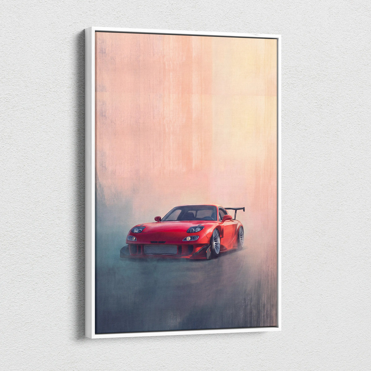Mazda RX-7 Inspired Canvas Wall Art, Racing Drift Car Painting for Bedroom Decor