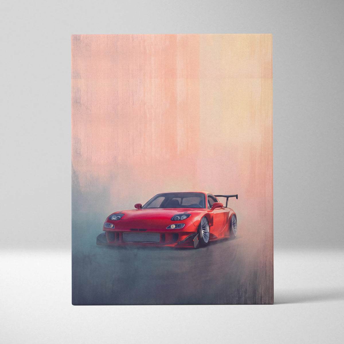 Mazda RX-7 Inspired Canvas Wall Art, Racing Drift Car Painting for Bedroom Decor