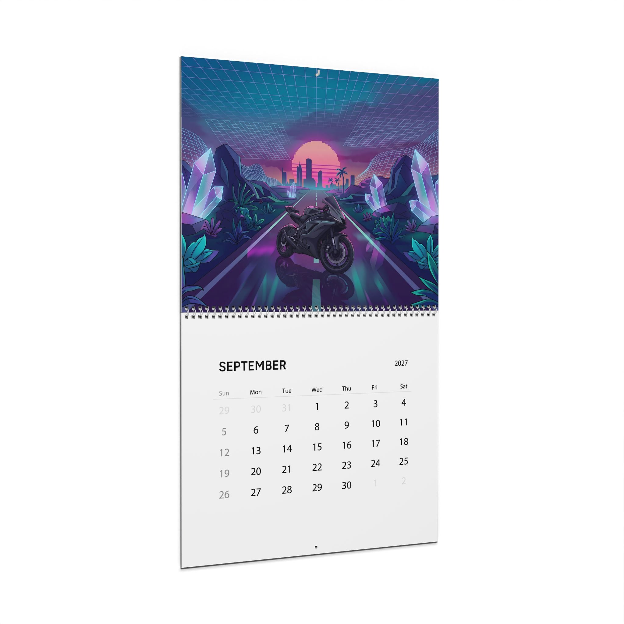 2027 Motorcycle Vaporwave Wall Calendar – Sportbikes, Supersport Motorcycles & Retro Neon Artwork Collection