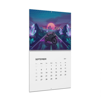 2027 Motorcycle Vaporwave Wall Calendar – Sportbikes, Supersport Motorcycles & Retro Neon Artwork Collection