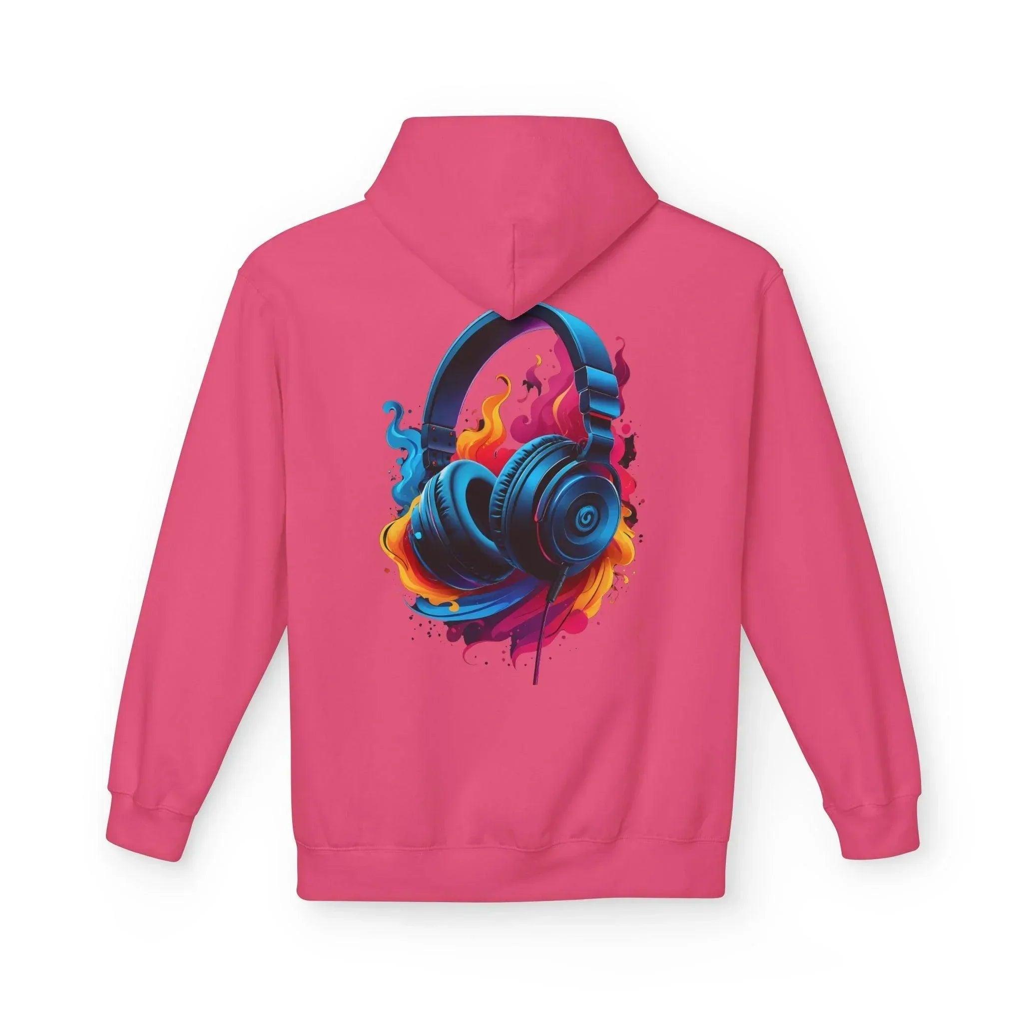 Artistic Vibes Fleece Hoodie with Headphone Design - Ultimate Comfort & Style